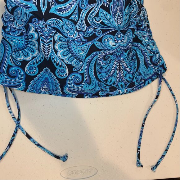 Assets Spanx Push Up Tankini Top Womens Sz S NEW Paisley Blue Slimming Vacation - Picture 6 of 12